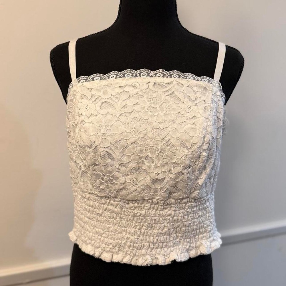 torrid white lace adjustable straps women's top size 0 cottagecore vacation